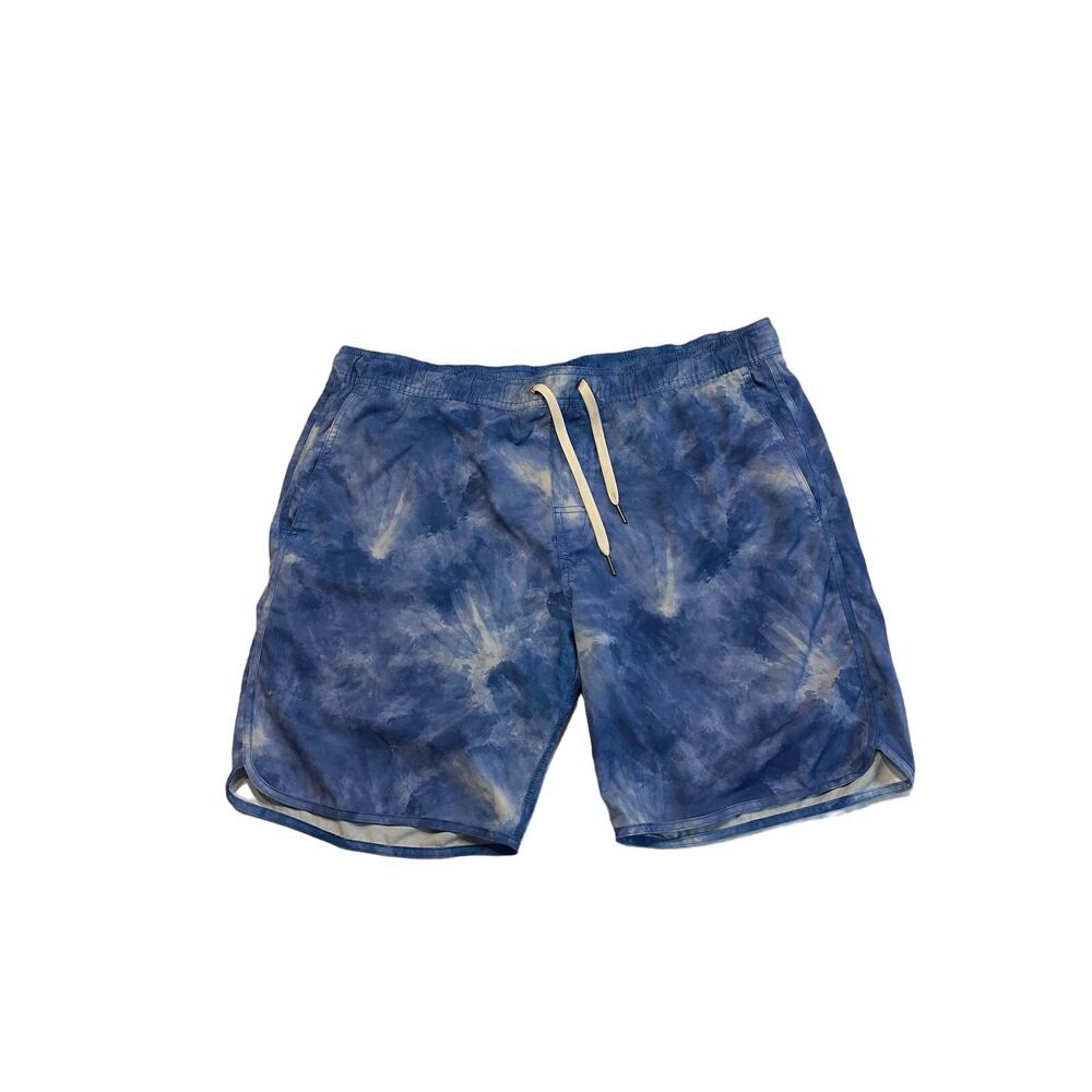 Fair Harbor Lined Shorts Blue Tir Dye Mens XL Pockets Stretchy Drawstring